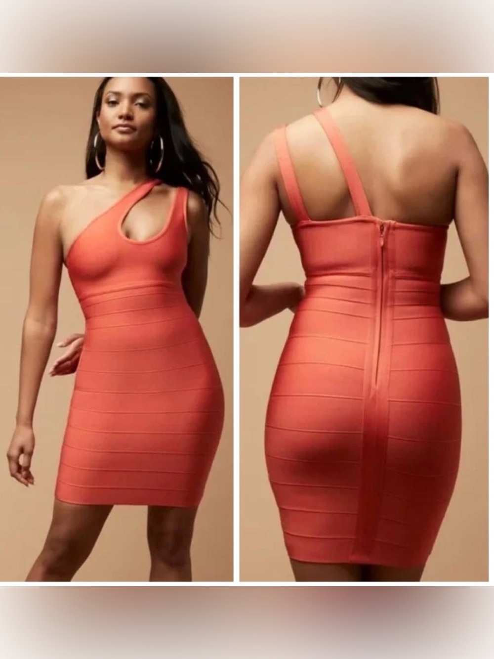 Herve Leger x Forever 21 Bandage Bodycon Dress Orange Fitted Mini Dress Size XL